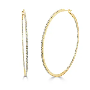 14k Gold & Diamond Hoop Earrings- 1.95 ct.