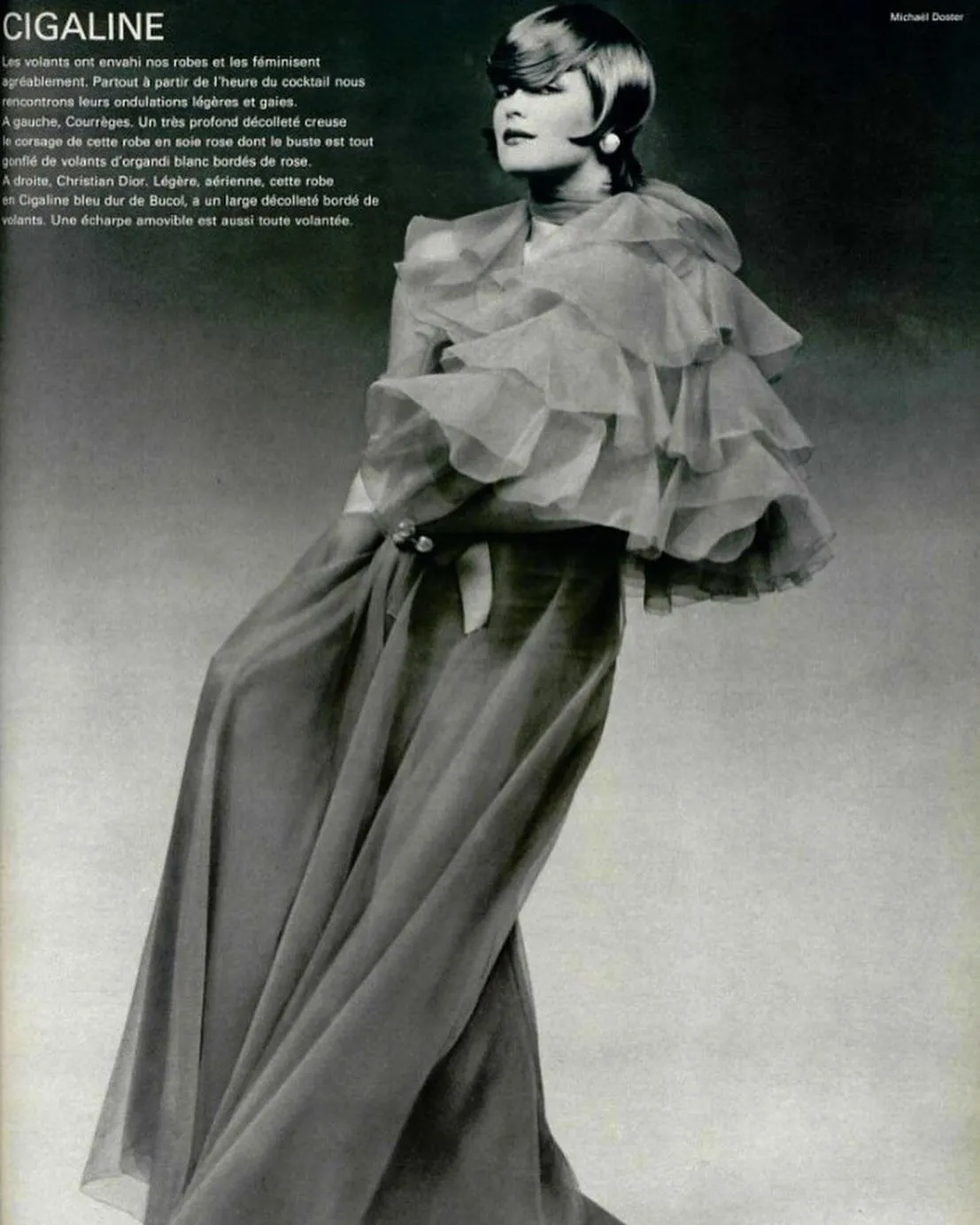 1972 Haute Couture Silk Organza Halter Gown