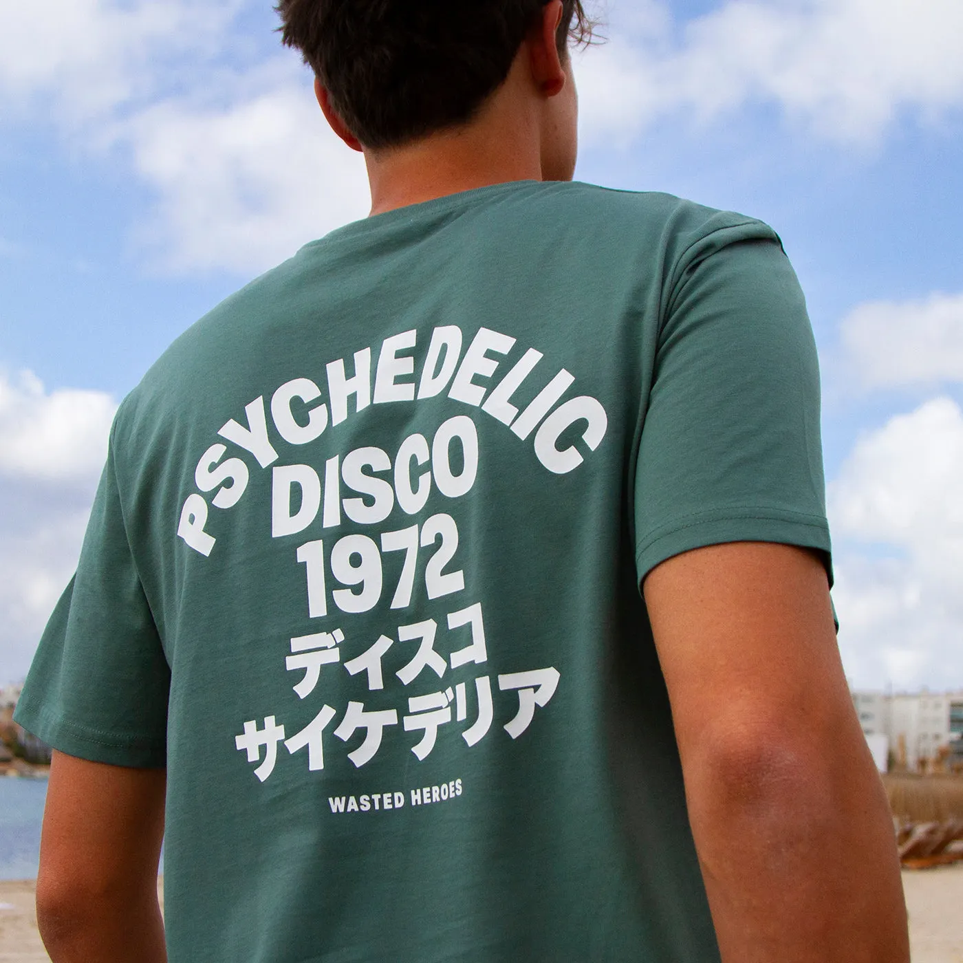 1972 Psychedelic Disco Back Print - Tshirt - Green