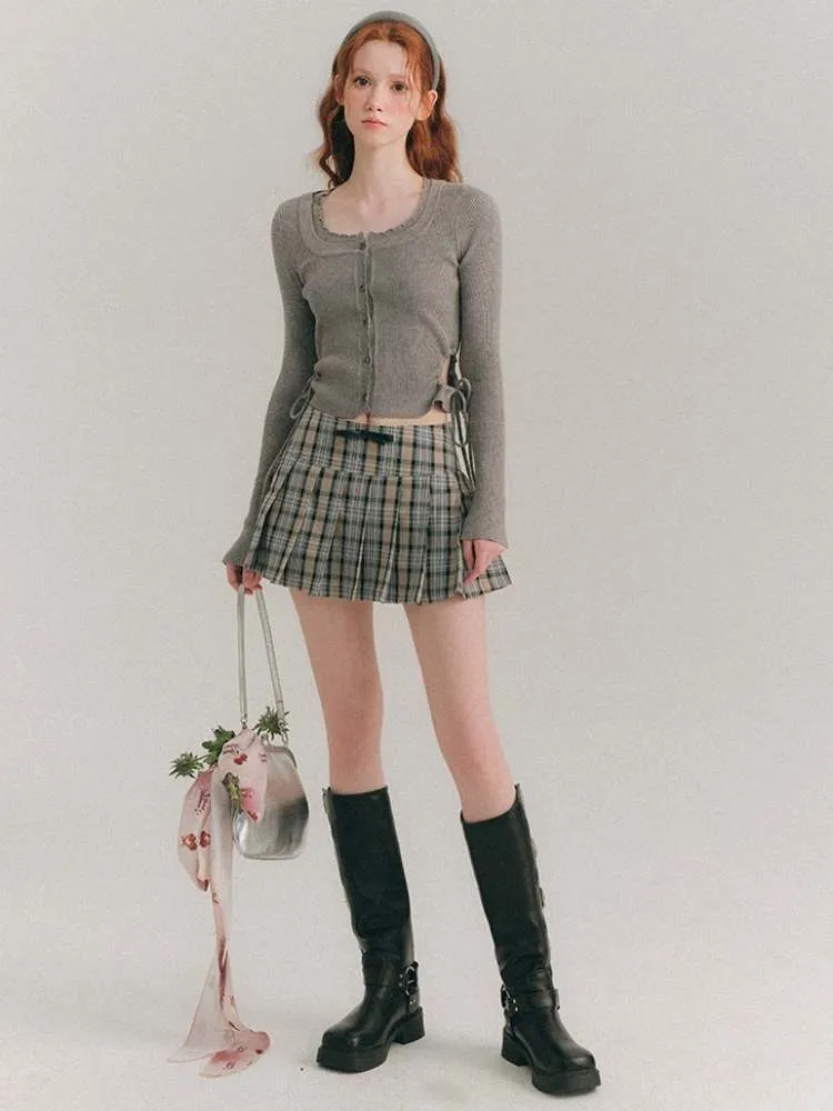 A-Line Stitch Pleated Mini Skirt【s0000007385】