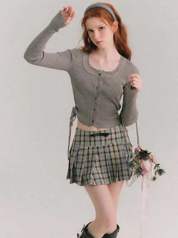 A-Line Stitch Pleated Mini Skirt【s0000007385】