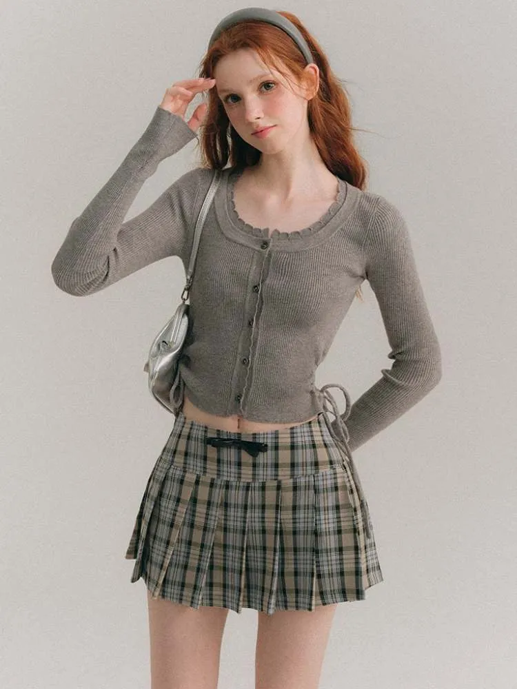 A-Line Stitch Pleated Mini Skirt【s0000007385】