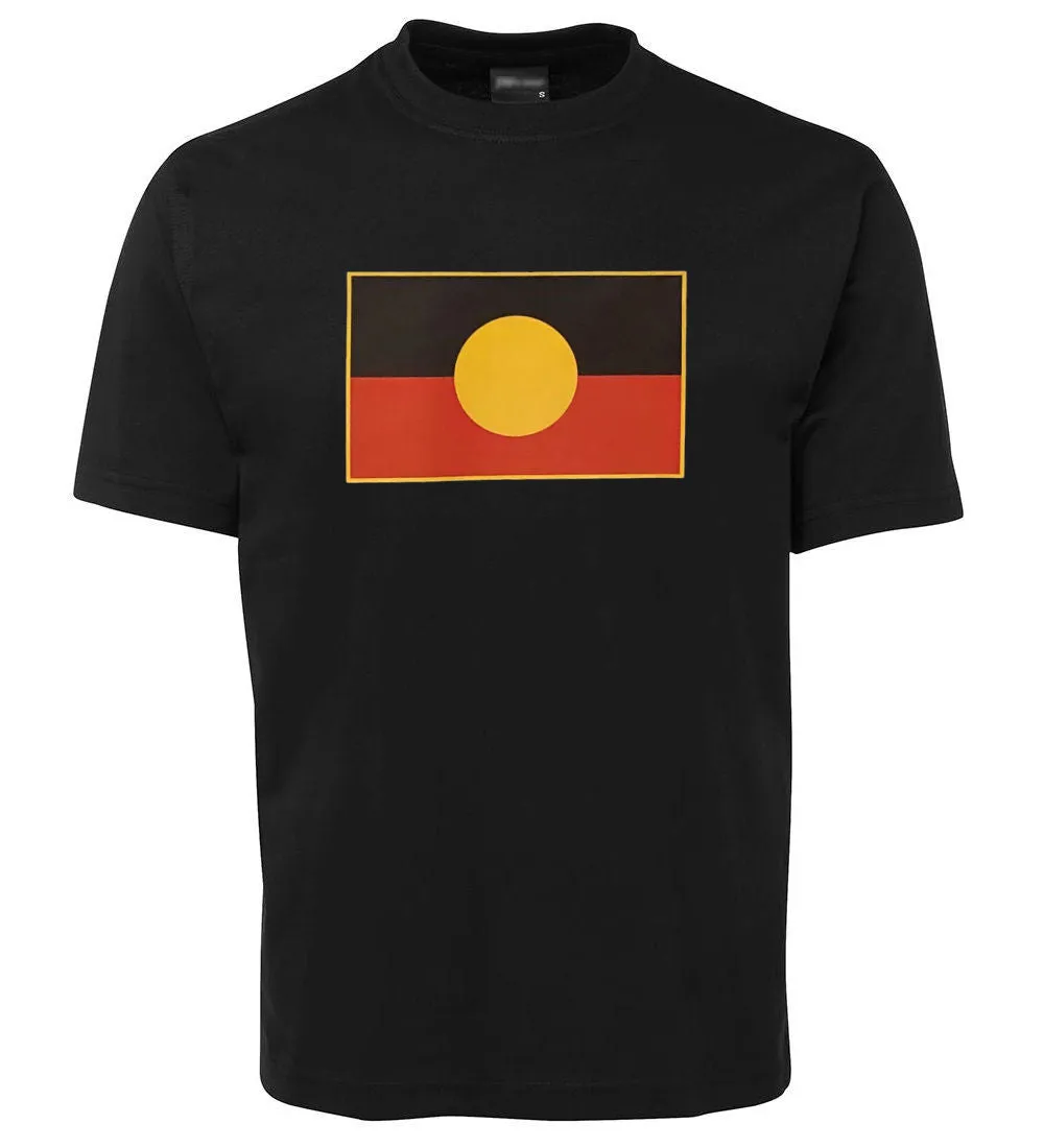 Aboriginal Flag Adults T-Shirt (Shiny Print, Black)