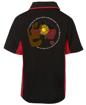 Acknowledgement of Country Aboriginal Flag Sports Polo (Black with Red Sides)