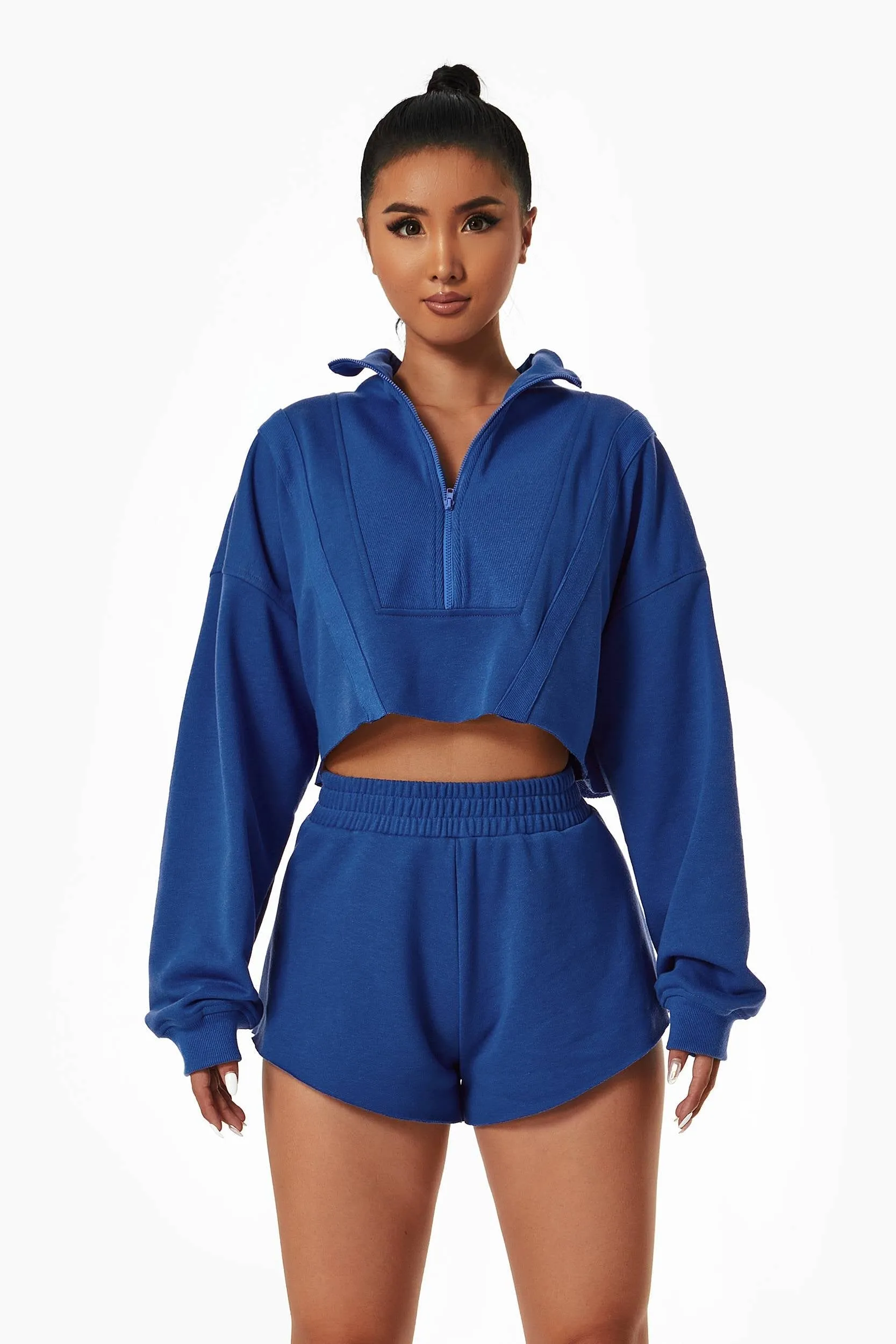 Activewear Set with Cropped Sweatshirt & Mini Short