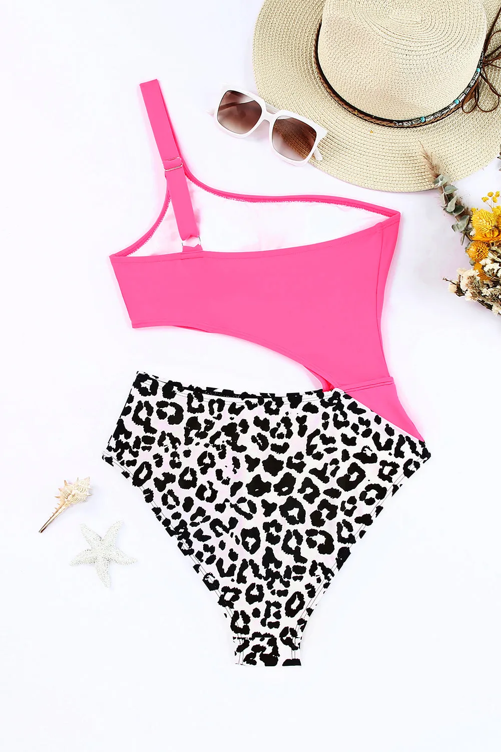 *APP EXCLUSIVE* Leopard Cutout One-Shoulder One-Piece Swimsuit