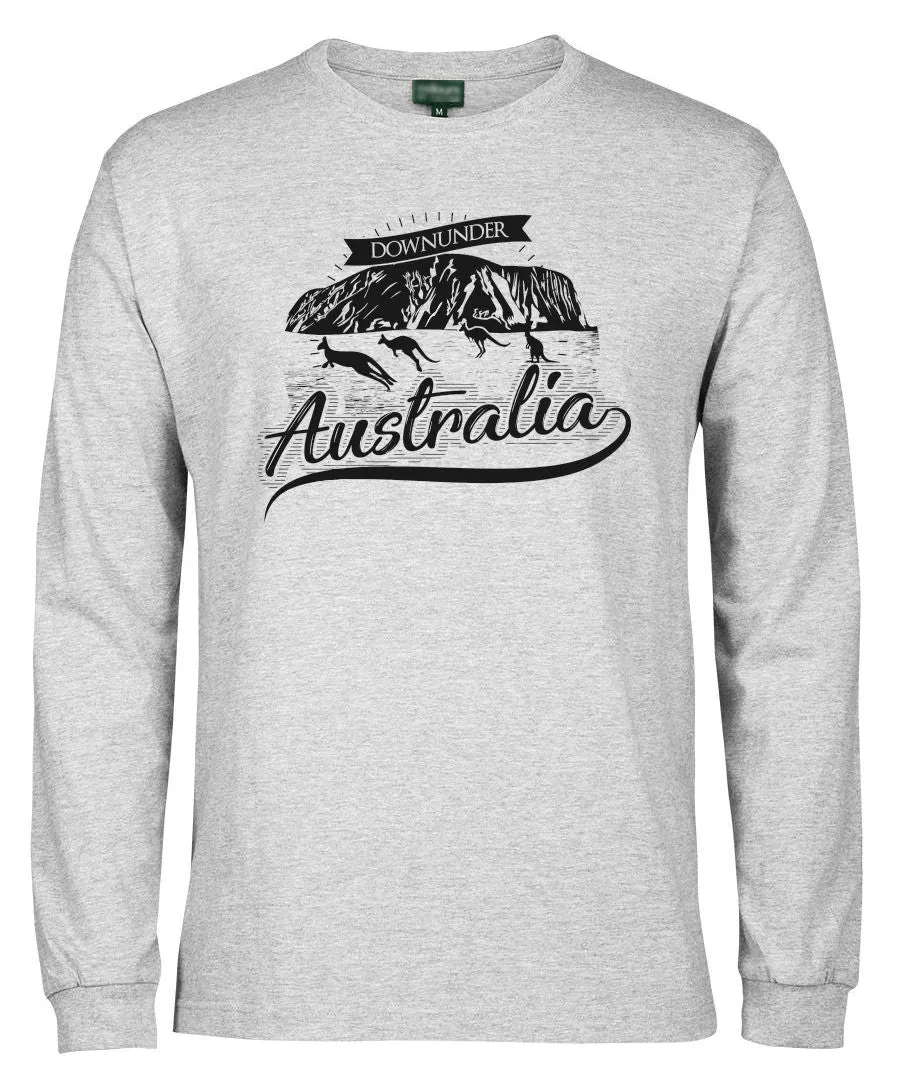 Australia Downunder Uluru Adults Longsleeve T-Shirt (Snow Marle)