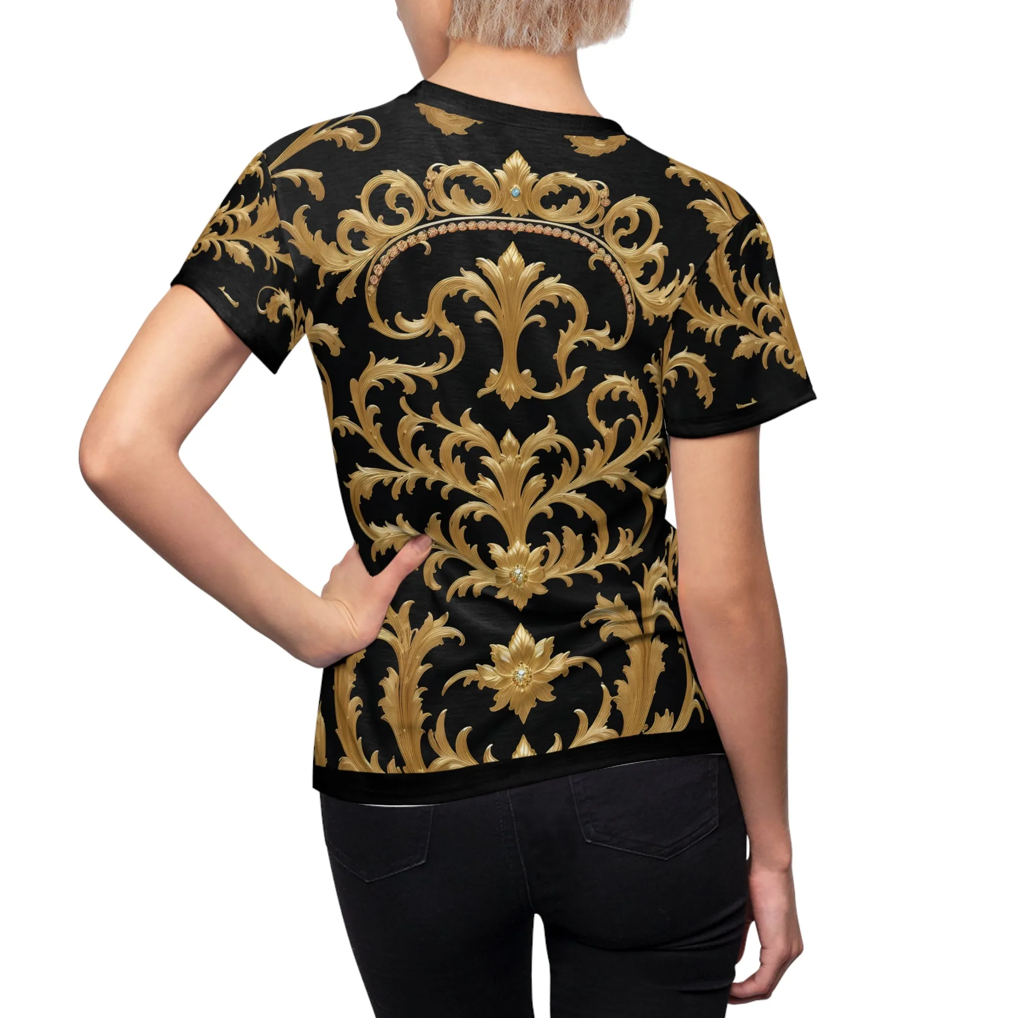 Baroque Gold T-Shirt Unisex All Over Print Tee Gold and Black Unisex T-Shirt | 00019