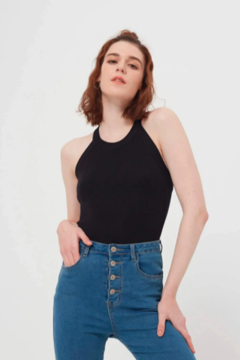 Black Halter Neck Top