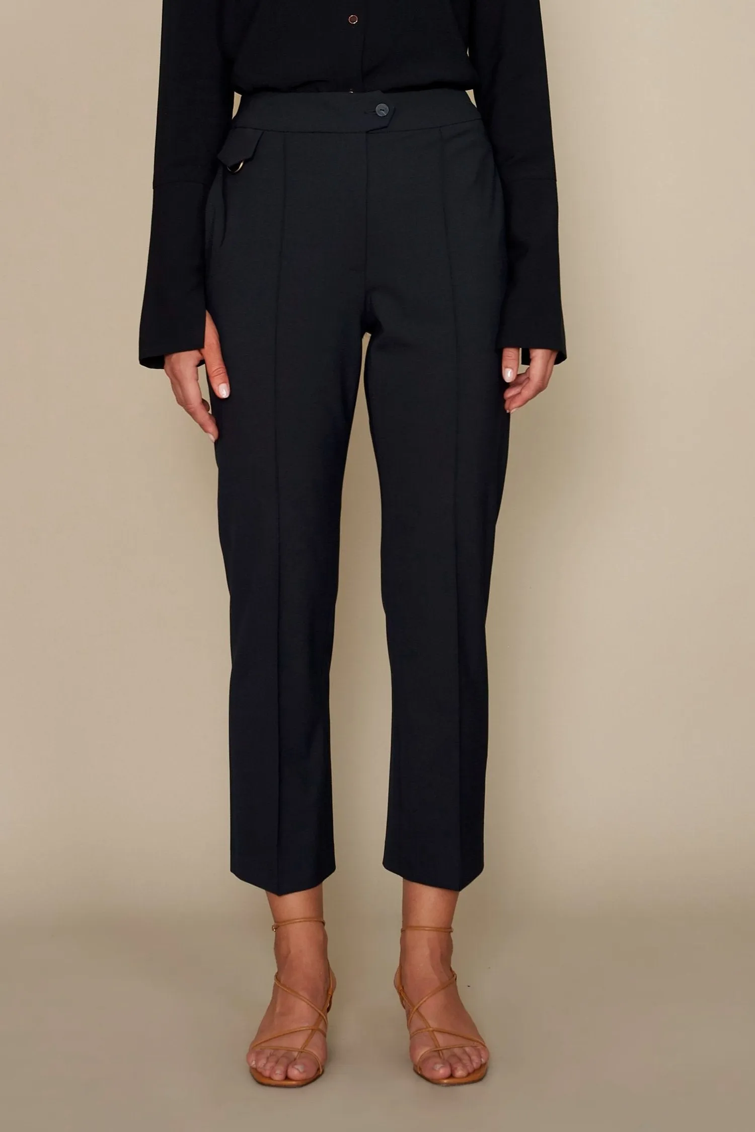 Black Lightweight Helena Pintuck Pant