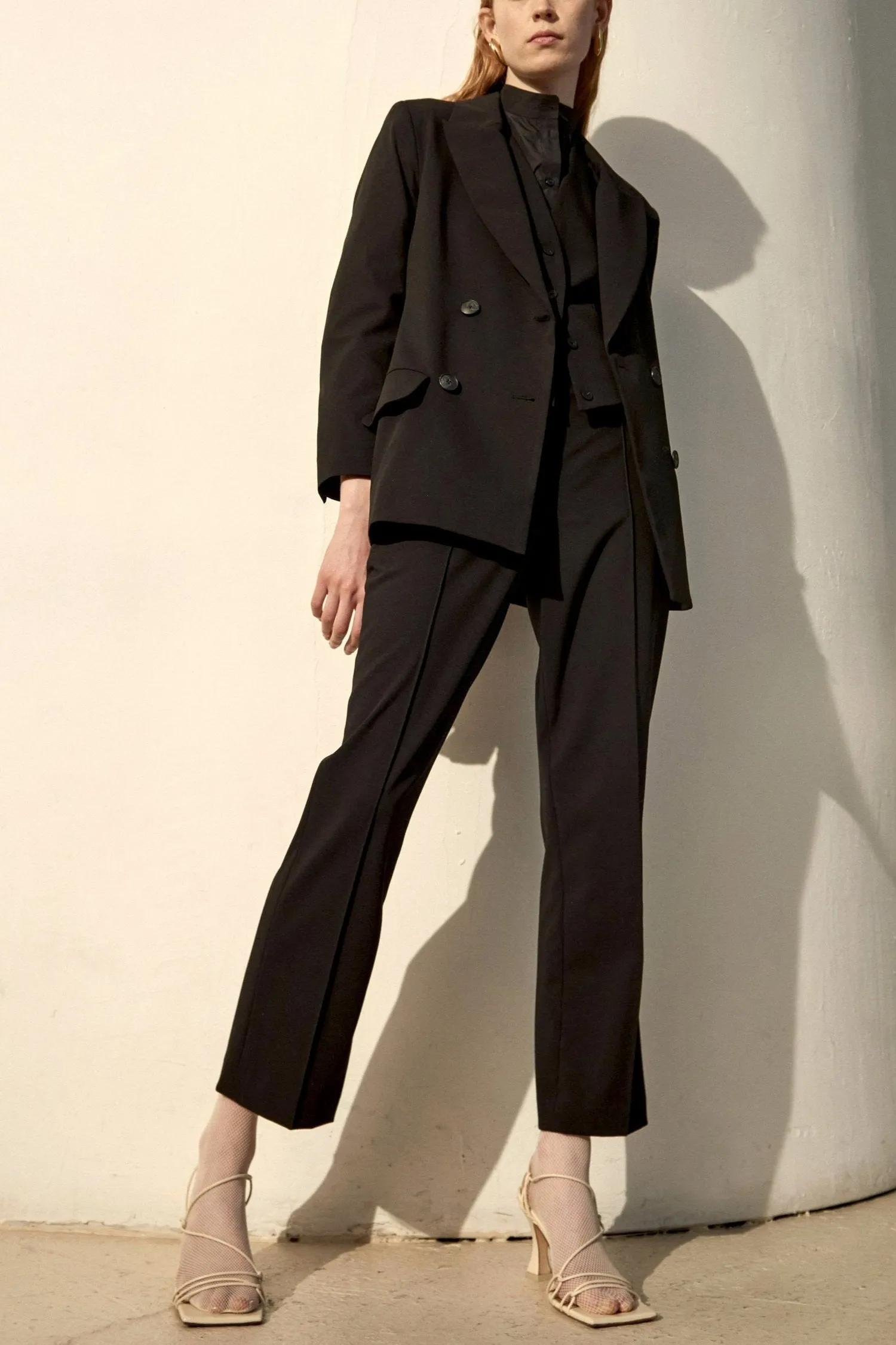 Black Lightweight Helena Pintuck Pant