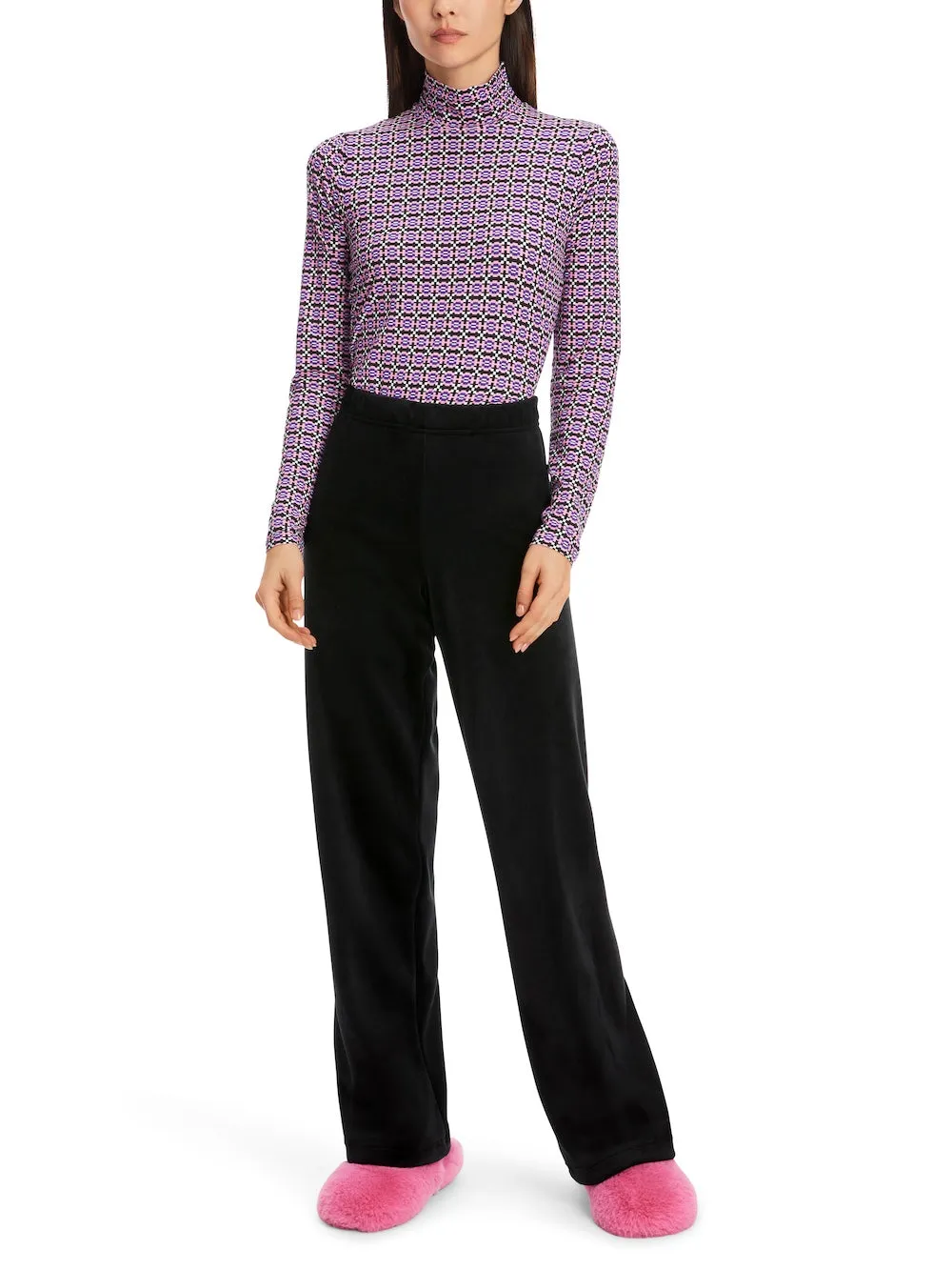 Black Welby Wide Leg Ribbed Jersey Pants