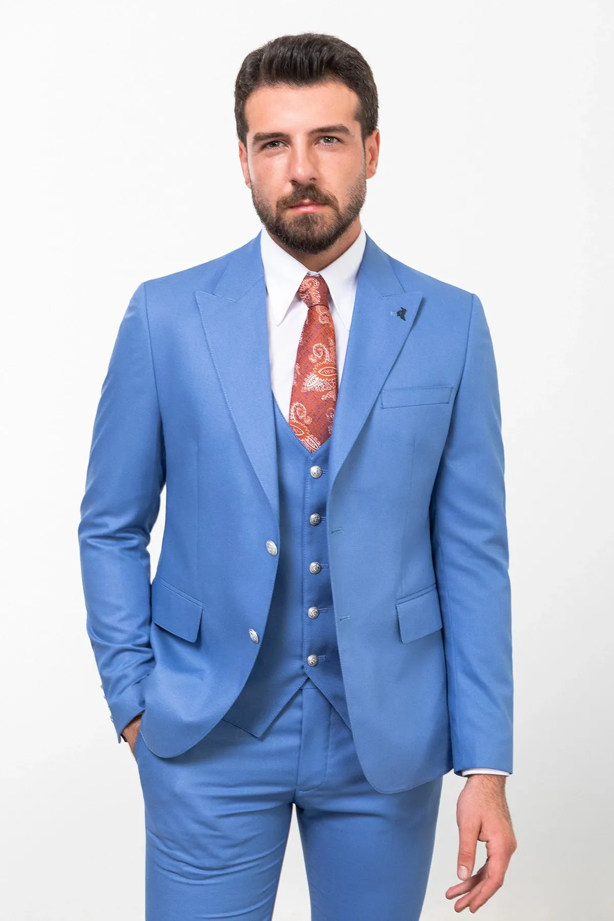 Bojoni Capena Slim Fit Light Blue Suit