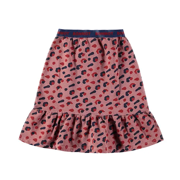 BONMOT LONG FRILL LEOPARD SKIRT