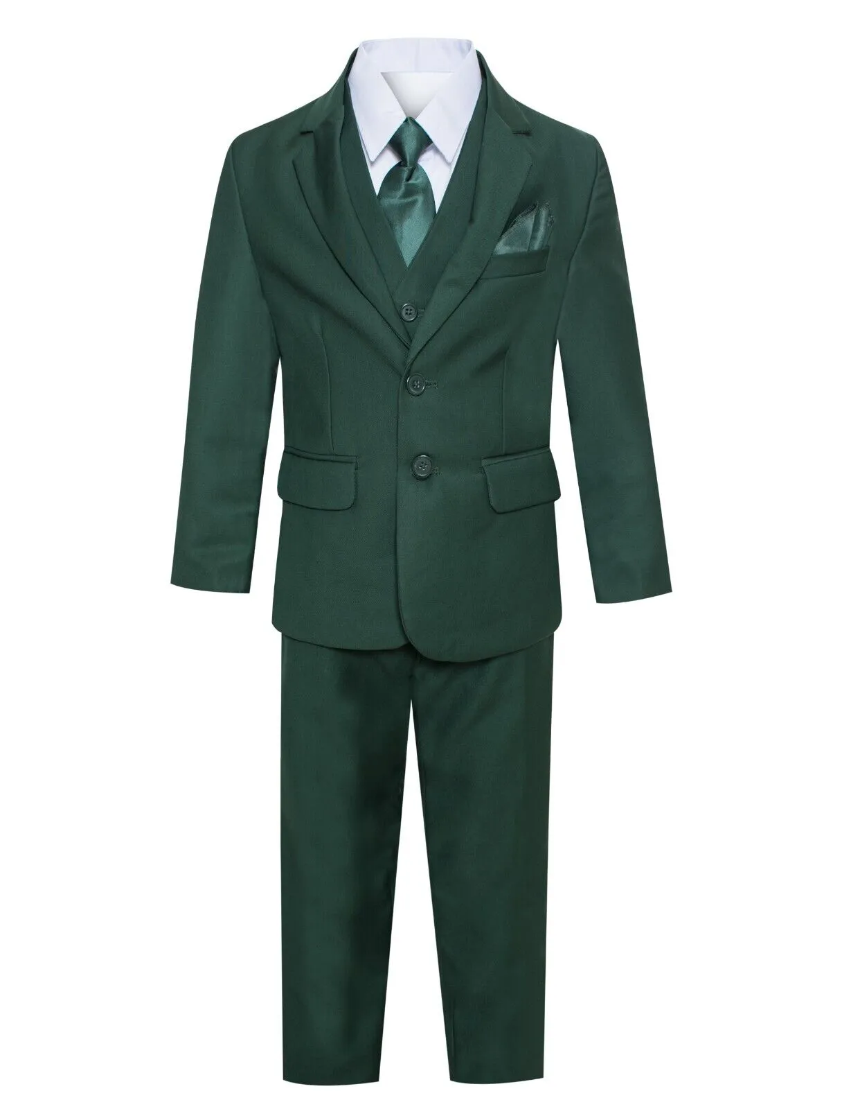 Boys' Slim Fit Suit 7-Piece Formal Set  - Hunter Green