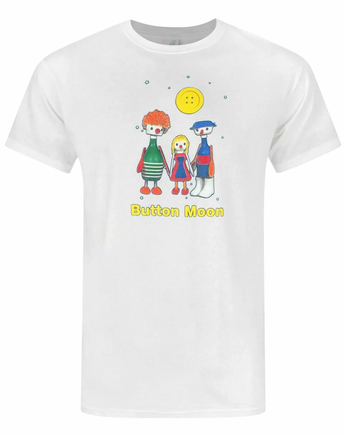 Button Moon Mens White Short Sleeved T-Shirt