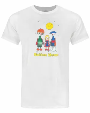 Button Moon Mens White Short Sleeved T-Shirt