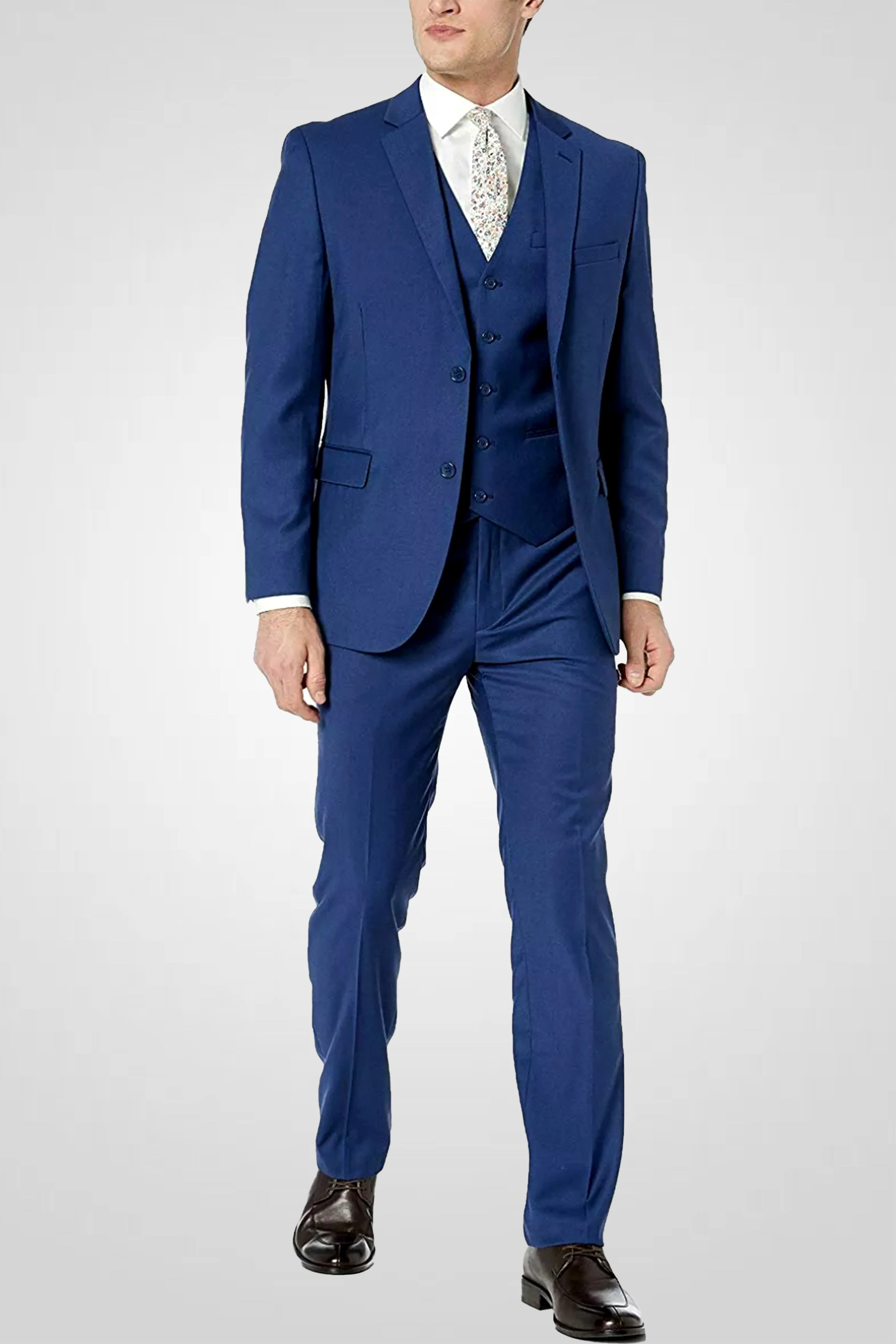 Capitano Solid 2 two-buttons Slim Fit Suit , 2BV-DRESSY SUITS-S00802-MIDNIGHT BLUE