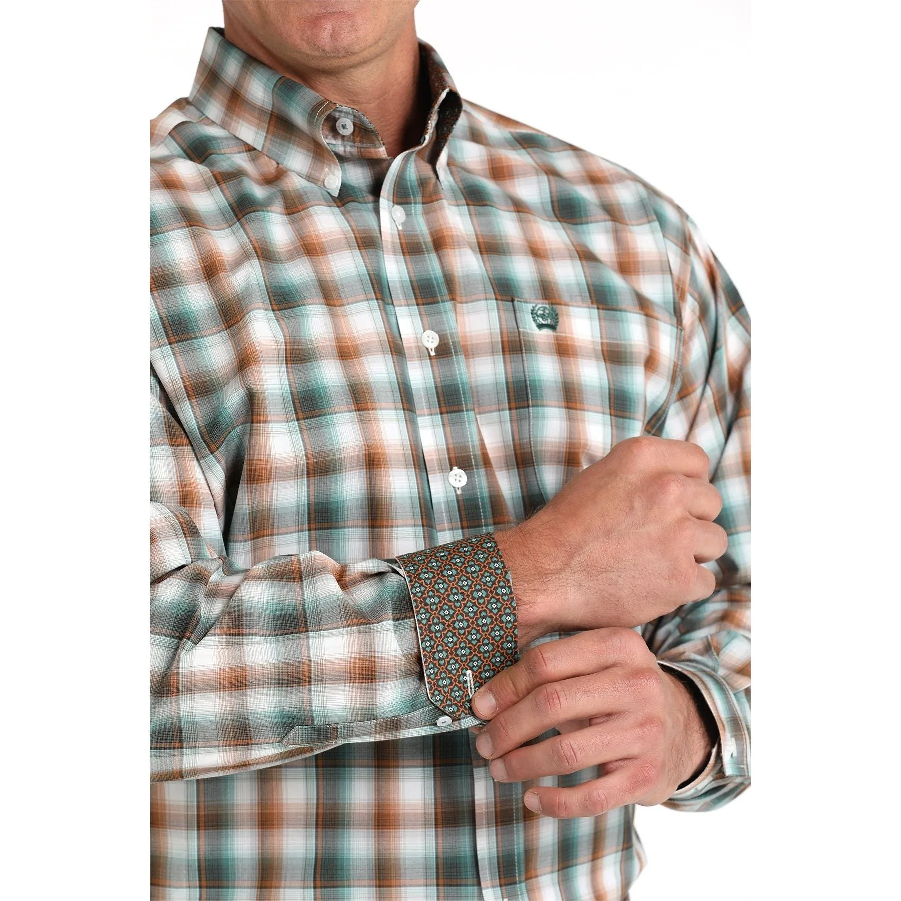 Cinch Men's Plaid Print Button-Down Western Shirt - White