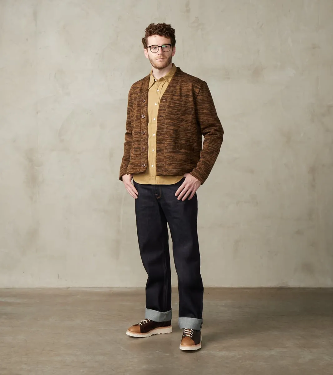 Collegiate Cardigan - Brown & Dark Tan Melange