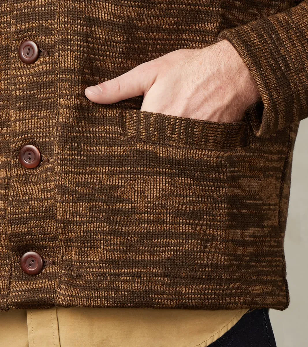 Collegiate Cardigan - Brown & Dark Tan Melange