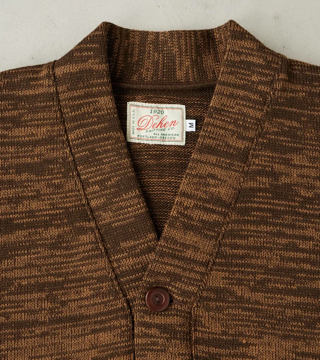 Collegiate Cardigan - Brown & Dark Tan Melange