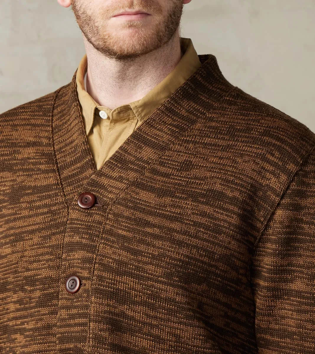 Collegiate Cardigan - Brown & Dark Tan Melange