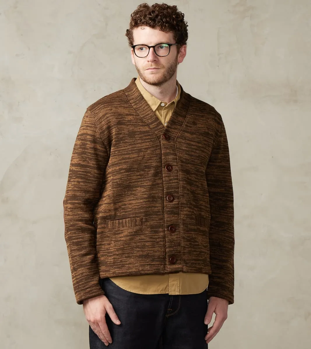 Collegiate Cardigan - Brown & Dark Tan Melange