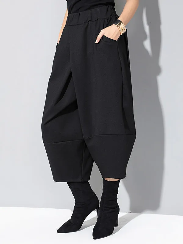 Cool Wide Leg Loose Solid Color Casual Three-Quarter Pants Bottoms