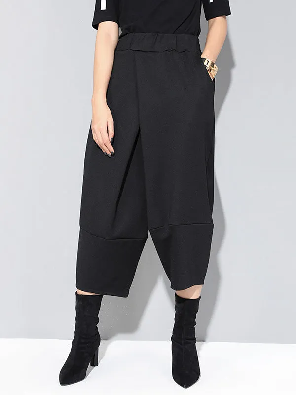 Cool Wide Leg Loose Solid Color Casual Three-Quarter Pants Bottoms