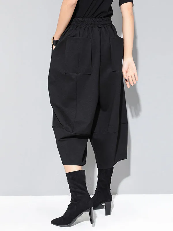 Cool Wide Leg Loose Solid Color Casual Three-Quarter Pants Bottoms