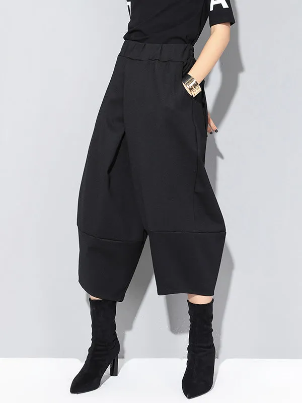 Cool Wide Leg Loose Solid Color Casual Three-Quarter Pants Bottoms