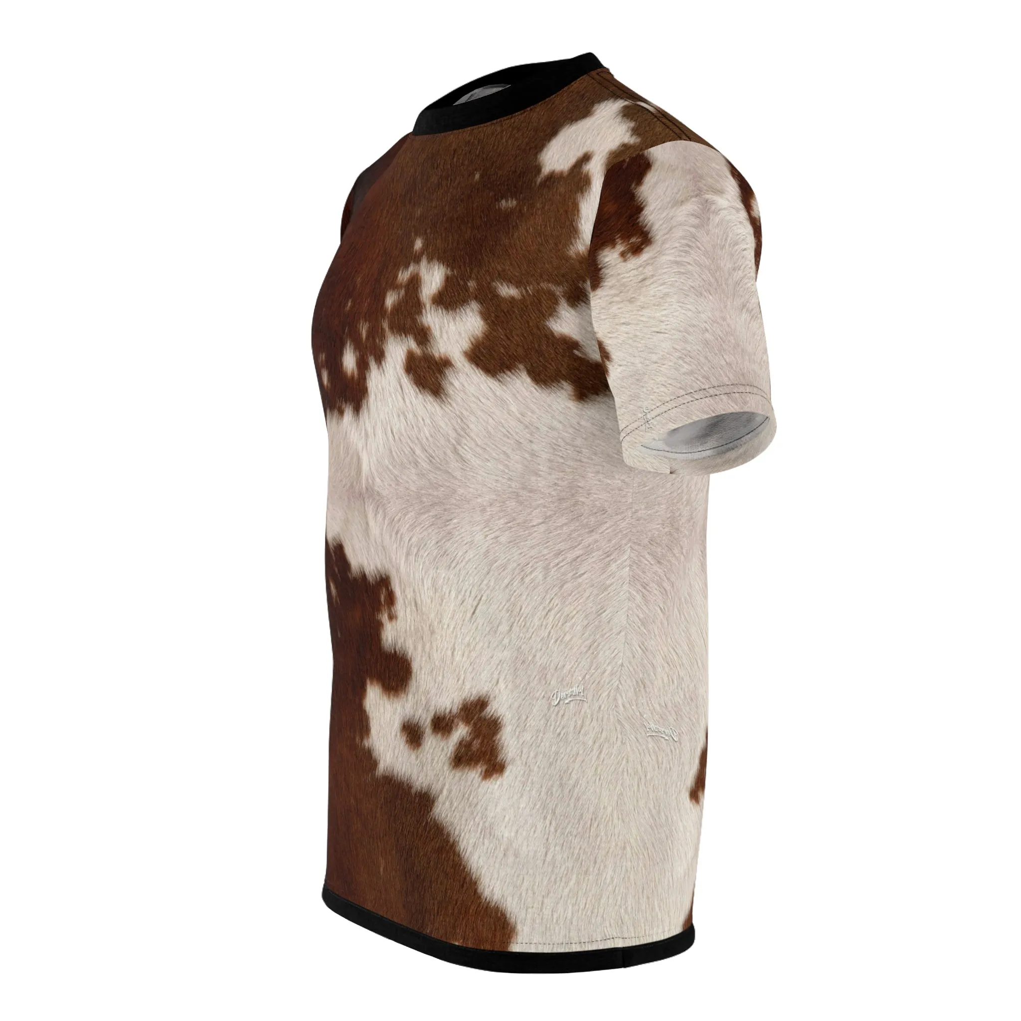 Cow Skin T-Shirt Unisex Tee All Over Print T-Shirt Cow Hide Tee Unisex T-Shirt Animal Print Tee | 11222