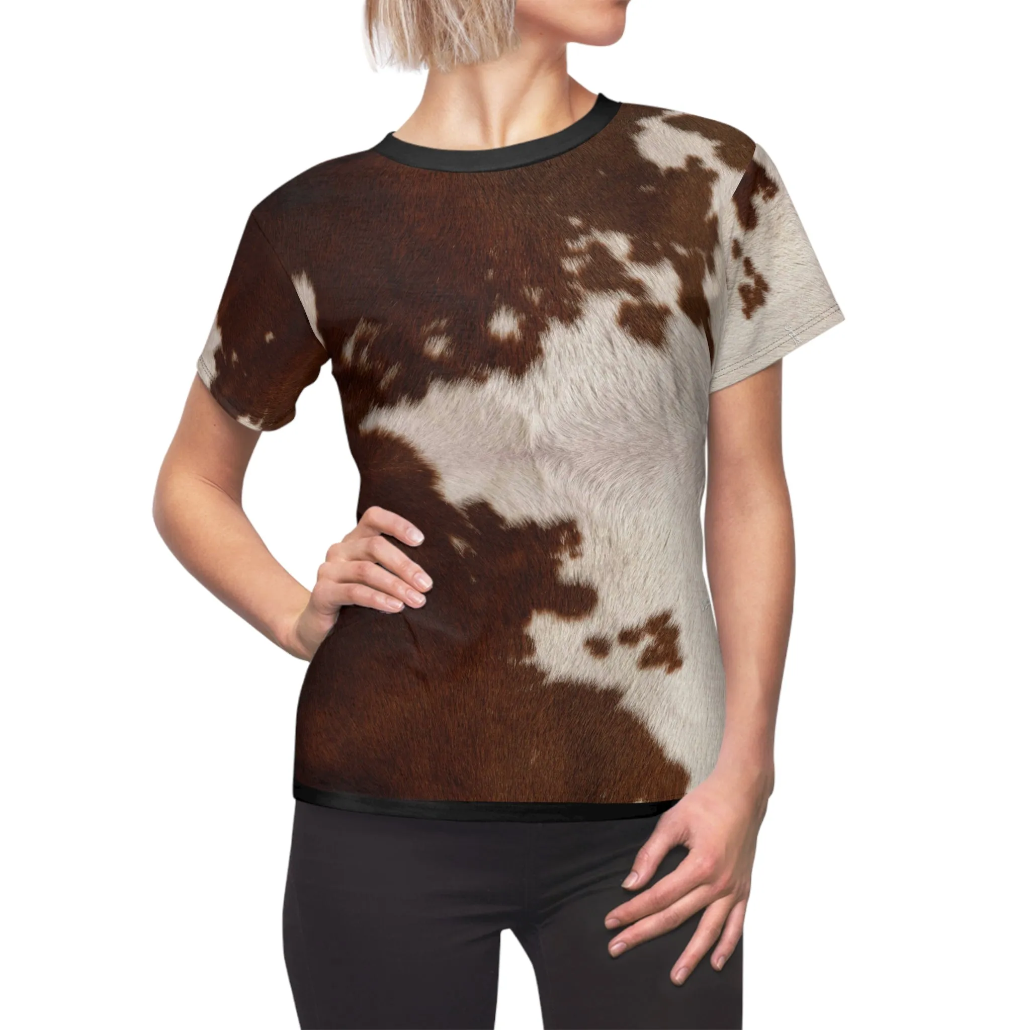 Cow Skin T-Shirt Unisex Tee All Over Print T-Shirt Cow Hide Tee Unisex T-Shirt Animal Print Tee | 11222