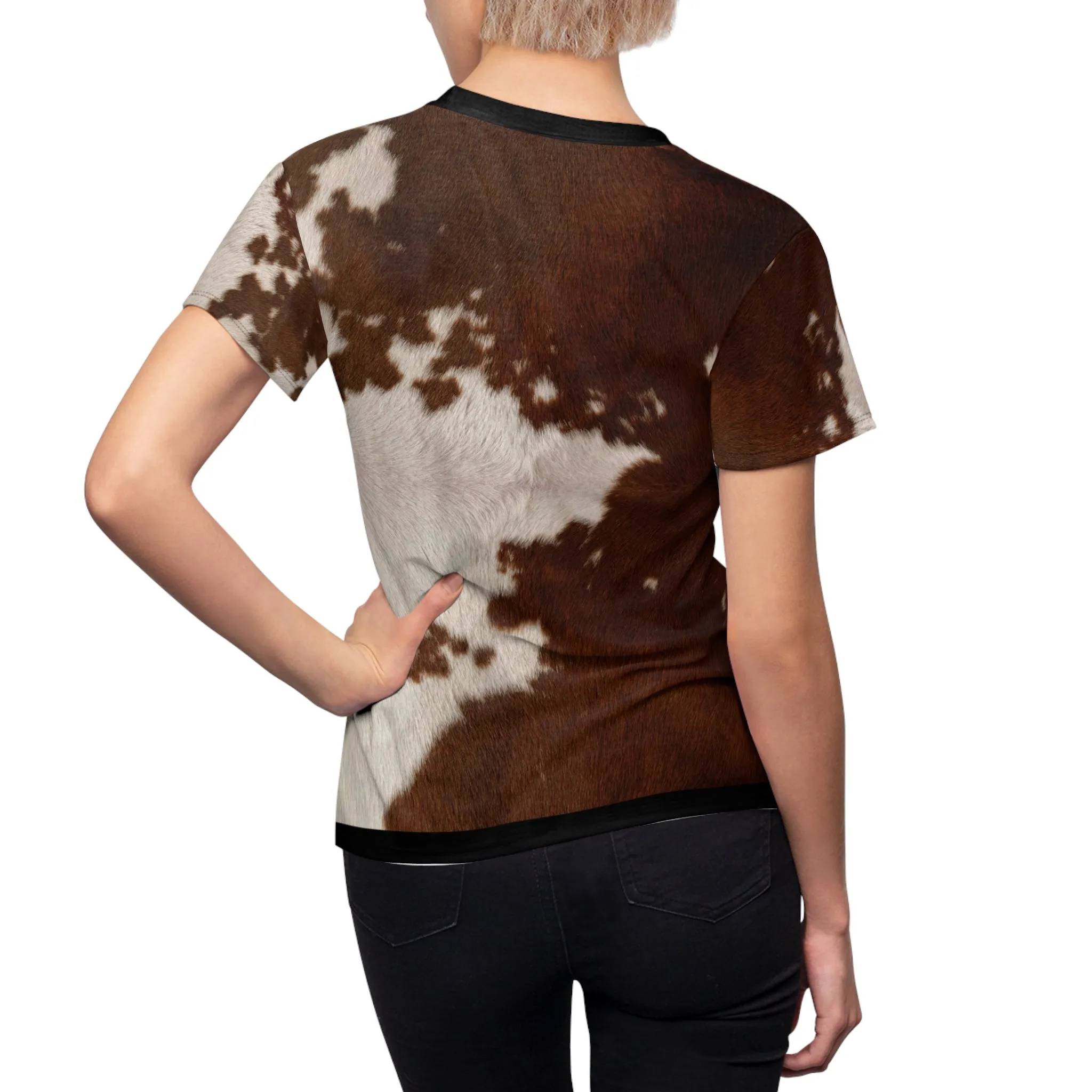 Cow Skin T-Shirt Unisex Tee All Over Print T-Shirt Cow Hide Tee Unisex T-Shirt Animal Print Tee | 11222