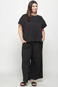 CURVY Textured Lounge Wear Top