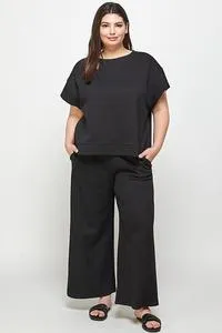 CURVY Textured Lounge Wear Top