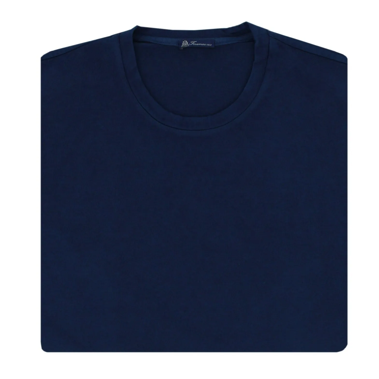 Dark blue garment dyed cotton T-shirt with Finamore 1925 logo