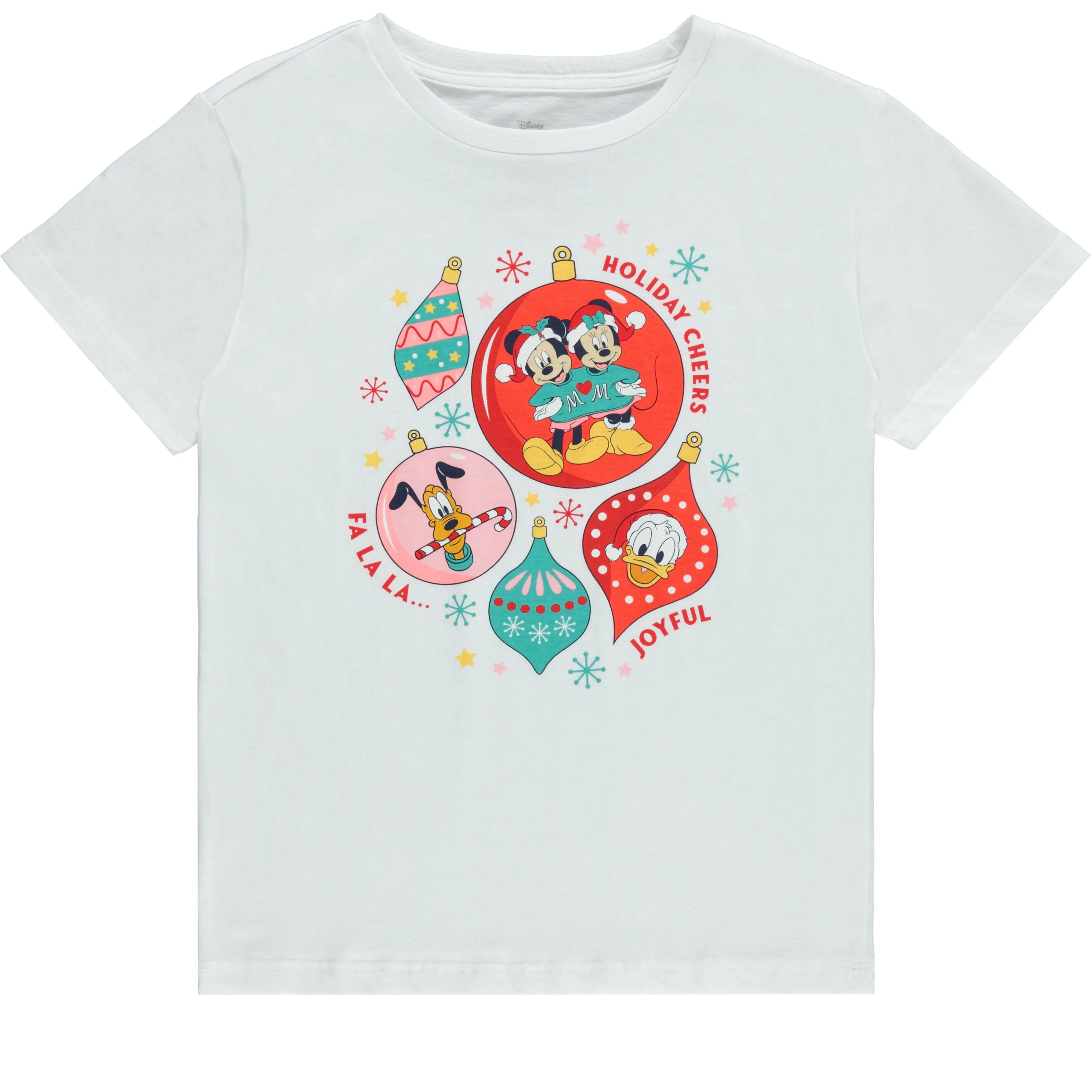 Disney Mickey Mouse Christmas Girls Short Sleeve T-Shirt- Minnie Mouse Christmas Holiday Cheers- Sizes 4-16