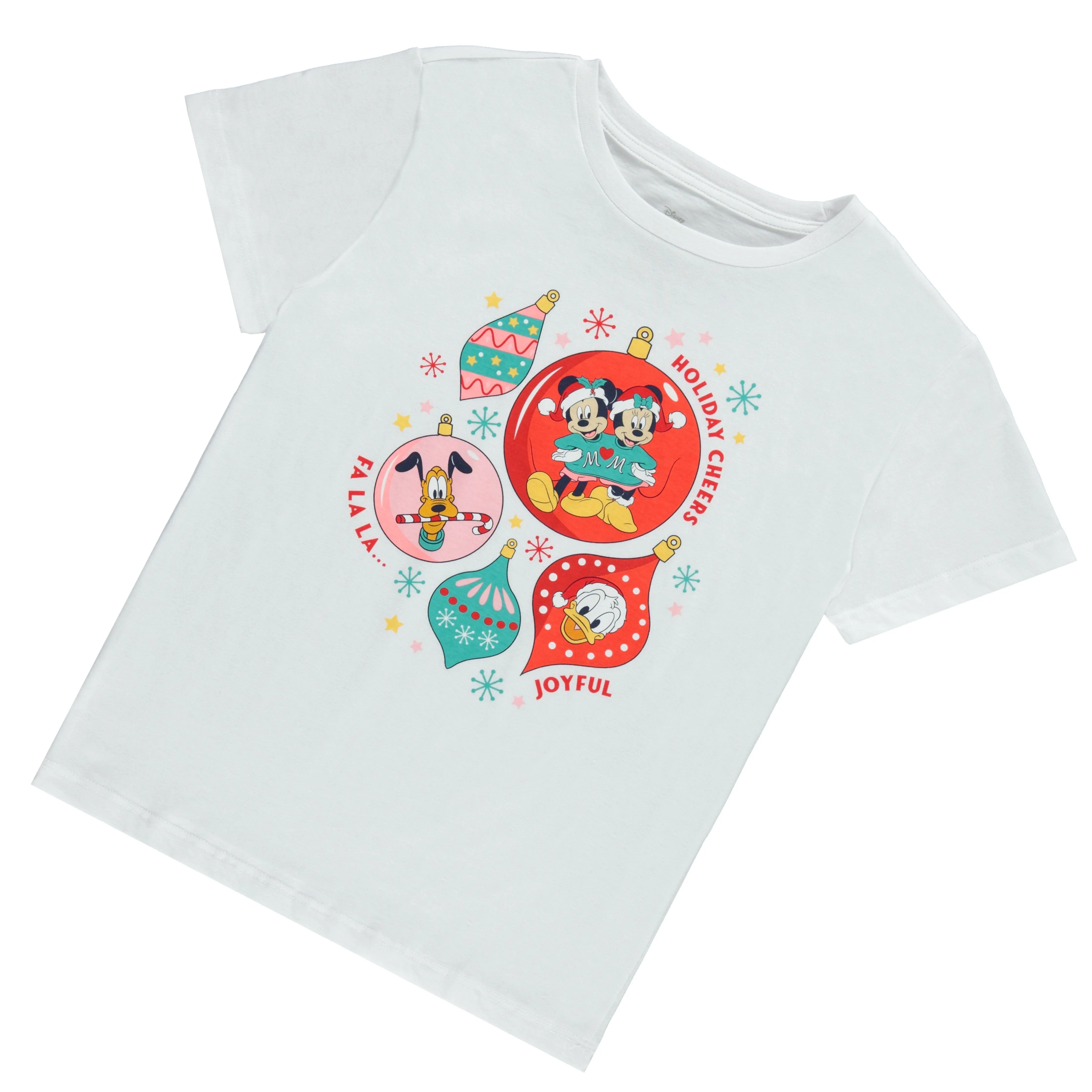 Disney Mickey Mouse Christmas Girls Short Sleeve T-Shirt- Minnie Mouse Christmas Holiday Cheers- Sizes 4-16