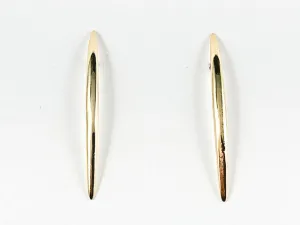 Elegant Thin Vertical Bar Gold Tone Brass Earrings