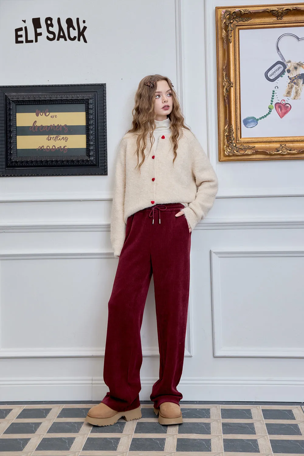 ELFSACK 2024 Winter New Arrivals Versatile wide leg casual pants for women, straight leg loose pants