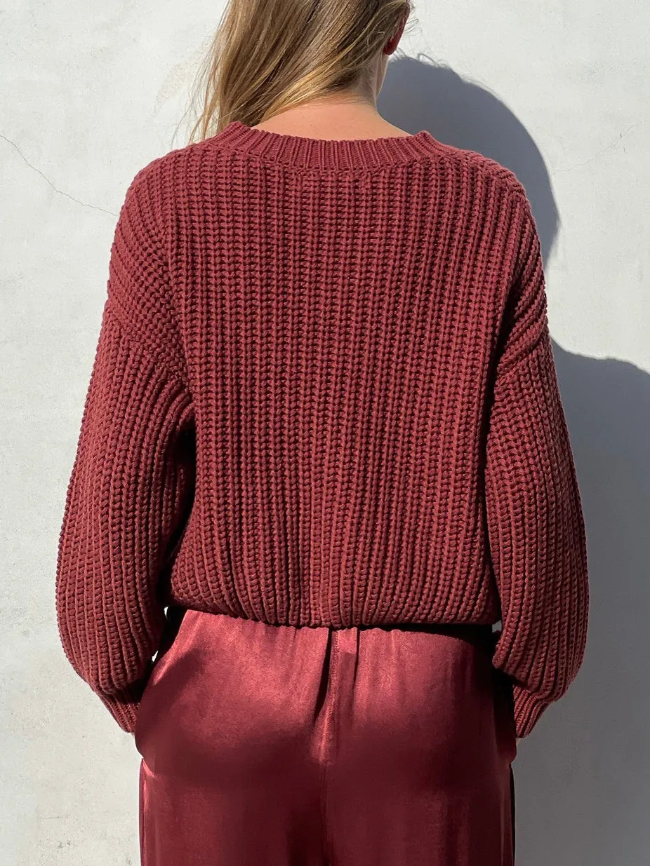 Ersa Crop Cotton Sweater - Sienna