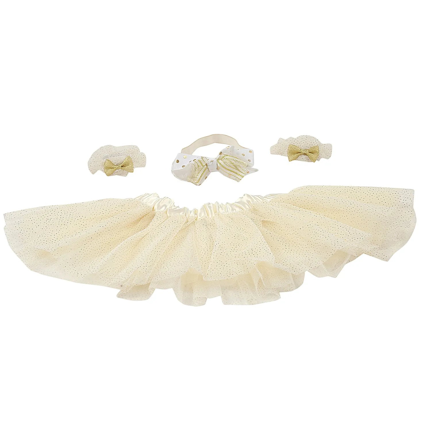 Fairy White And Golden Tutu Skirt And Accessory Set