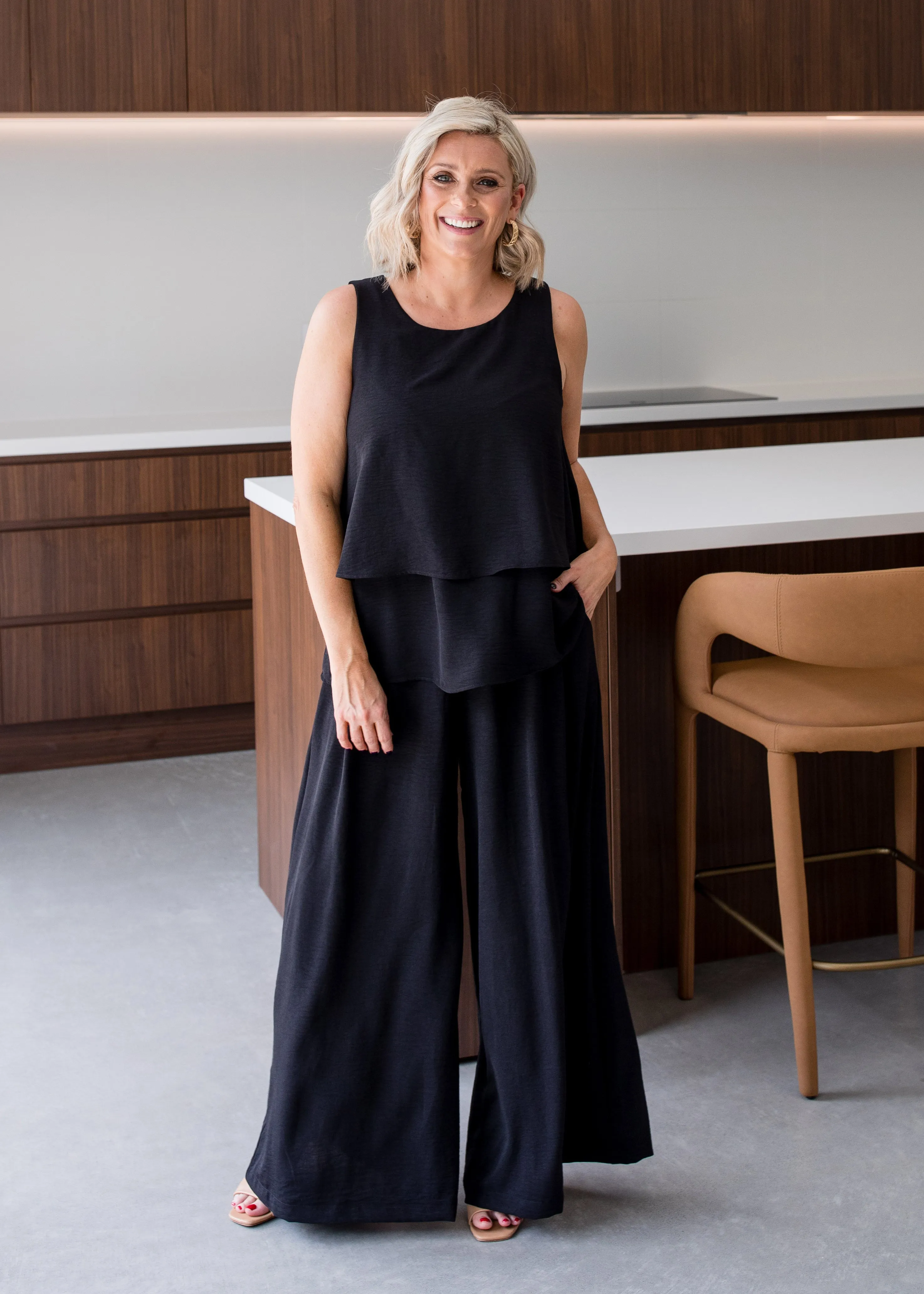 Franco ultra-wide leg pant in black