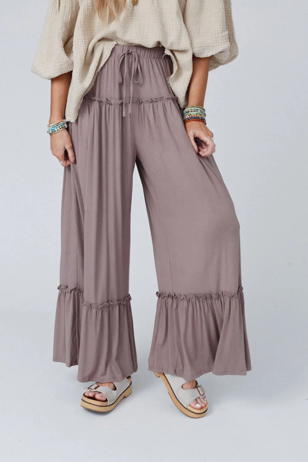 Frilled Wide Leg Pants