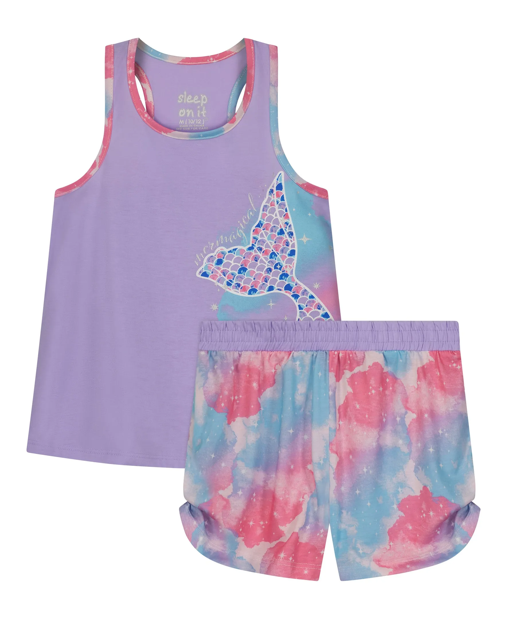 Girls Magical Mermaid 2-Piece Tank Pajama Shorts Sleep Set