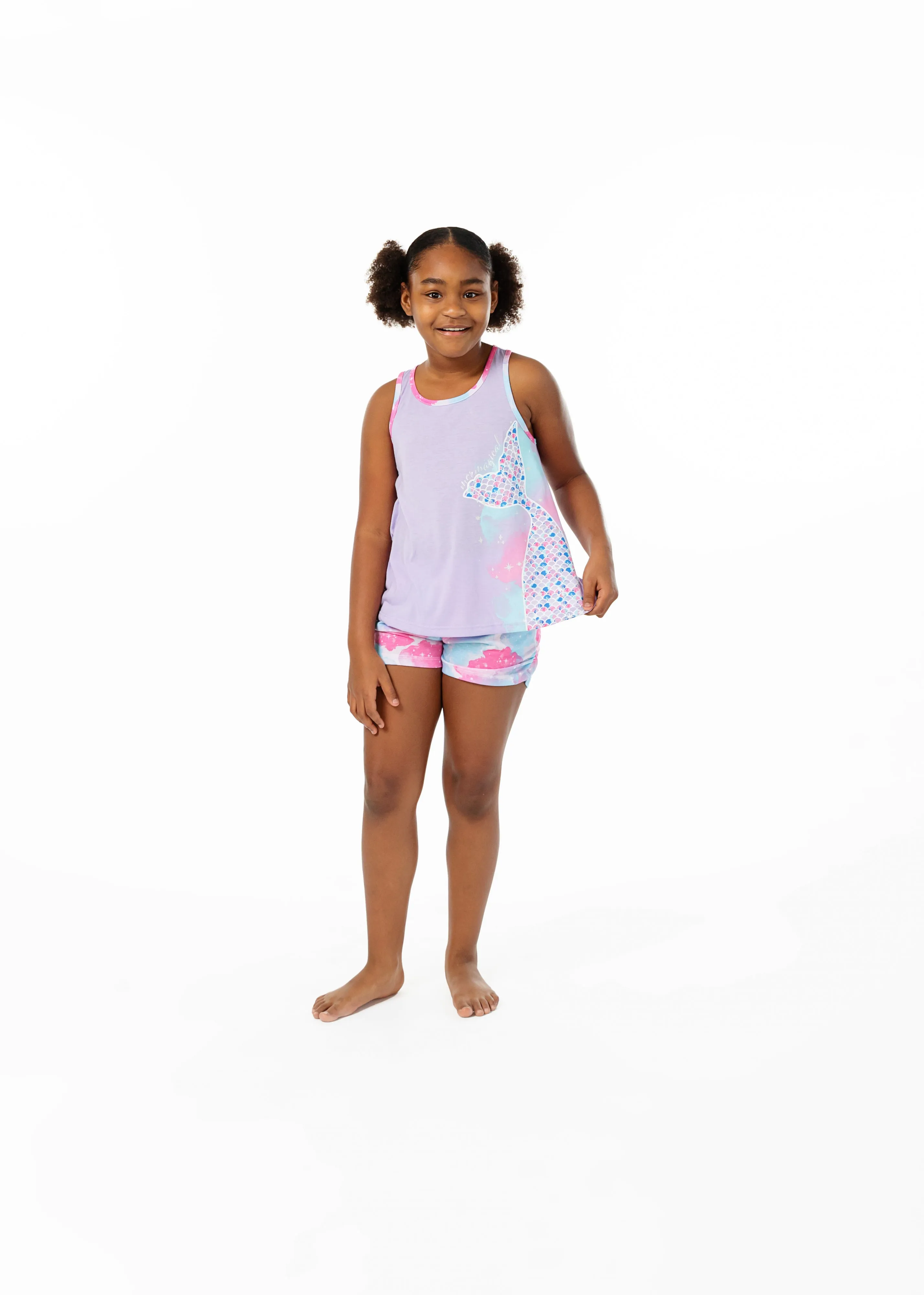 Girls Magical Mermaid 2-Piece Tank Pajama Shorts Sleep Set