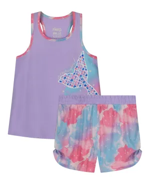 Girls Magical Mermaid 2-Piece Tank Pajama Shorts Sleep Set