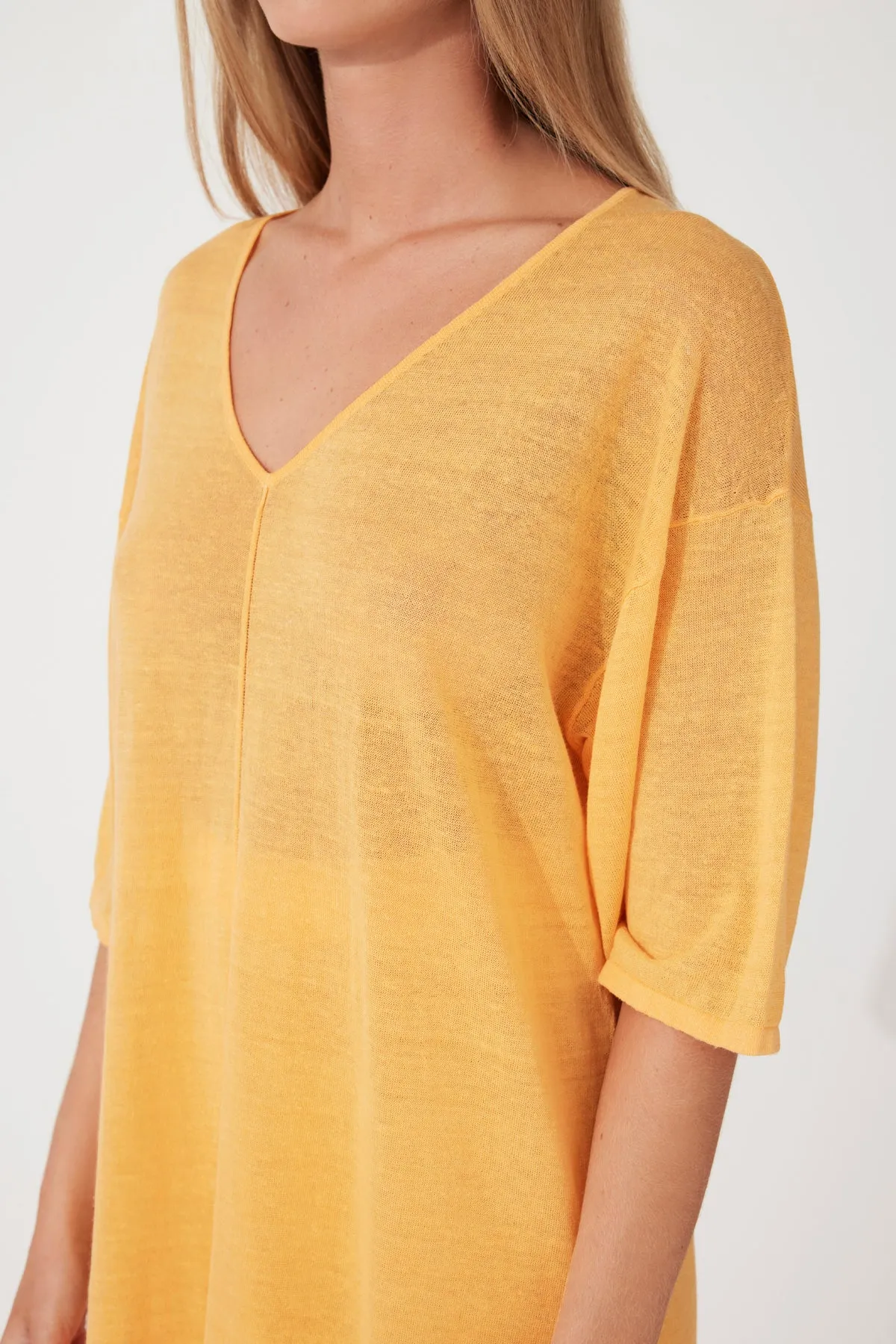 Golden Organic Linen Blend Knit Dress